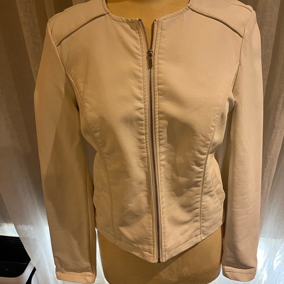 bebe Jackets & Blazers - Designer Bebe cream faux leather jacket